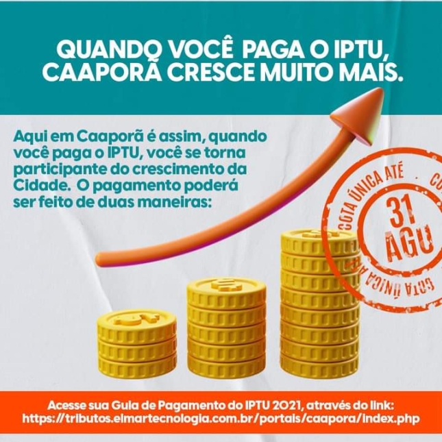 Quando você paga o IPTU, Caaporã cresce muito mais!