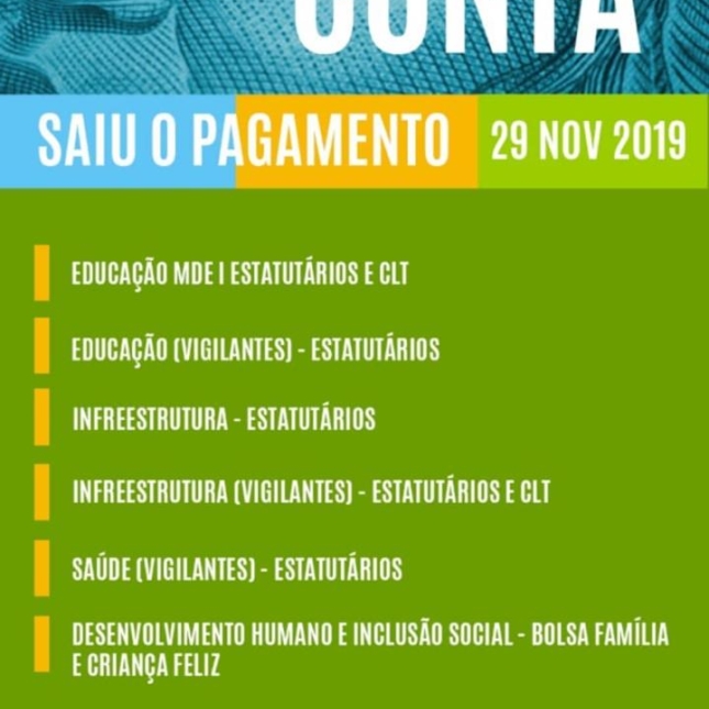 TABELA DE PAGAMENTOS (29/11/2019)