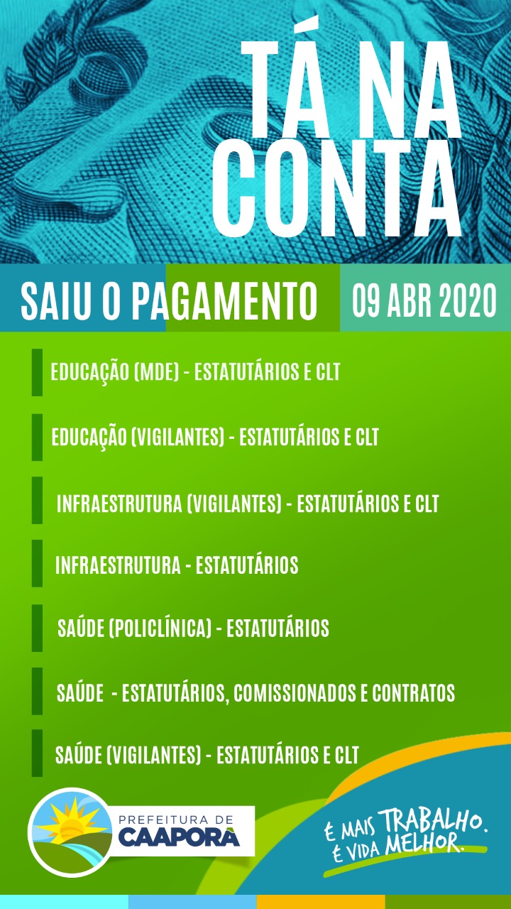 TABELA DE PAGAMENTOS (CONT.) - (09/04/2020) 