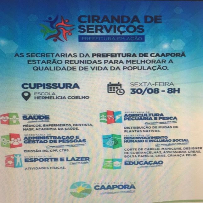 Prefeitura de Caaporã realiza Ciranda de Diversos serviços nesta sexta-feira (30) em Cupissura