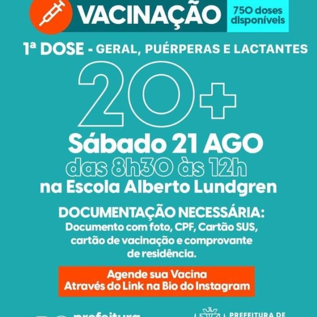 Plano de Imunização contra a COVID-19, neste sábado (21/08)