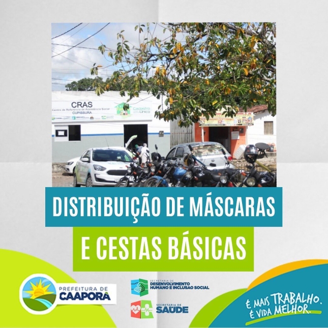 Secretaria de Desenvolvimento Humano e Inclusão Social realiza distribuição de cestas básicas e máscaras aos Mototaxistas, Kombeiros e Motoristas de Transportes Alternativos do Distrito de Cupissura. 