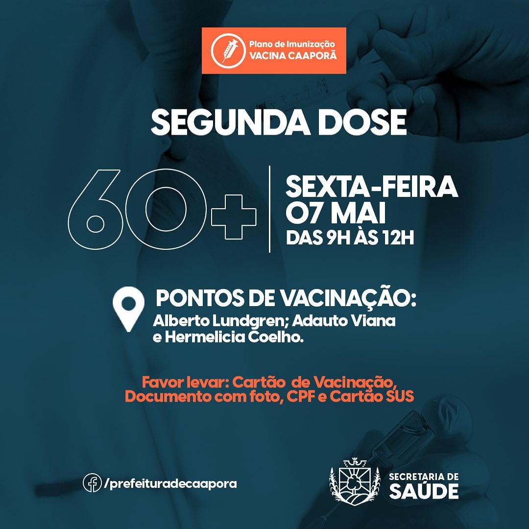 Plano de Imunização contra a COVID-19 nesta sexta-feira (07/05)