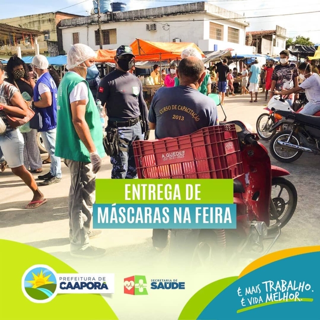 PREFEITURA DE CAAPORÃ REALIZA ENTREGA DE MÁSCARAS NA FEIRA MUNICIPAL