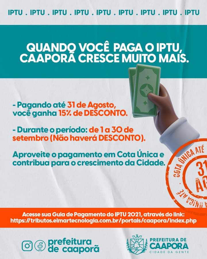 Quando você paga o IPTU, Caaporã cresce muito mais!