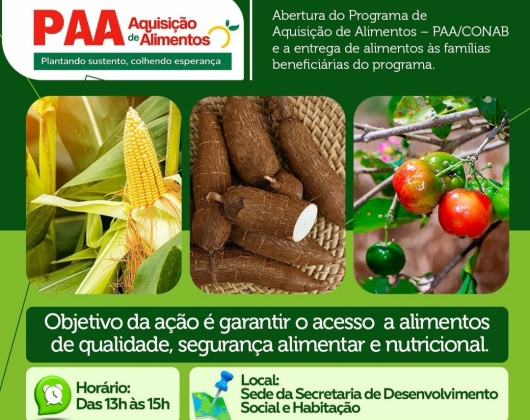 Entrega de alimentos do PAA começa nesta terça-feira em Caaporã