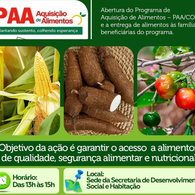Entrega de alimentos do PAA começa nesta terça-feira em Caaporã