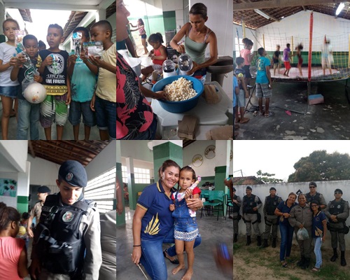 Polícia Militar e Prefeitura de Caaporã realizam entrega de presentes na escola Eunice Nazário
