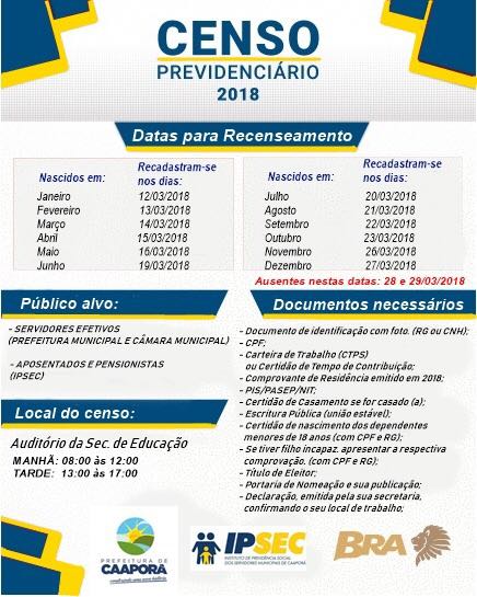 Prefeitura de Caaporã inicia Censo Previdenciário dos servidores efetivos, aposentados e pensionistas