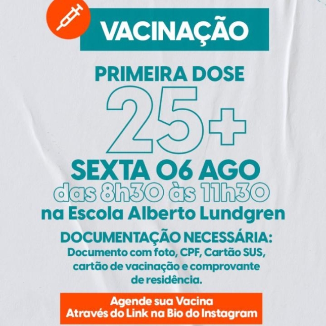 Plano de Imunização contra a COVID-19, nesta sexta-feira (06/08)