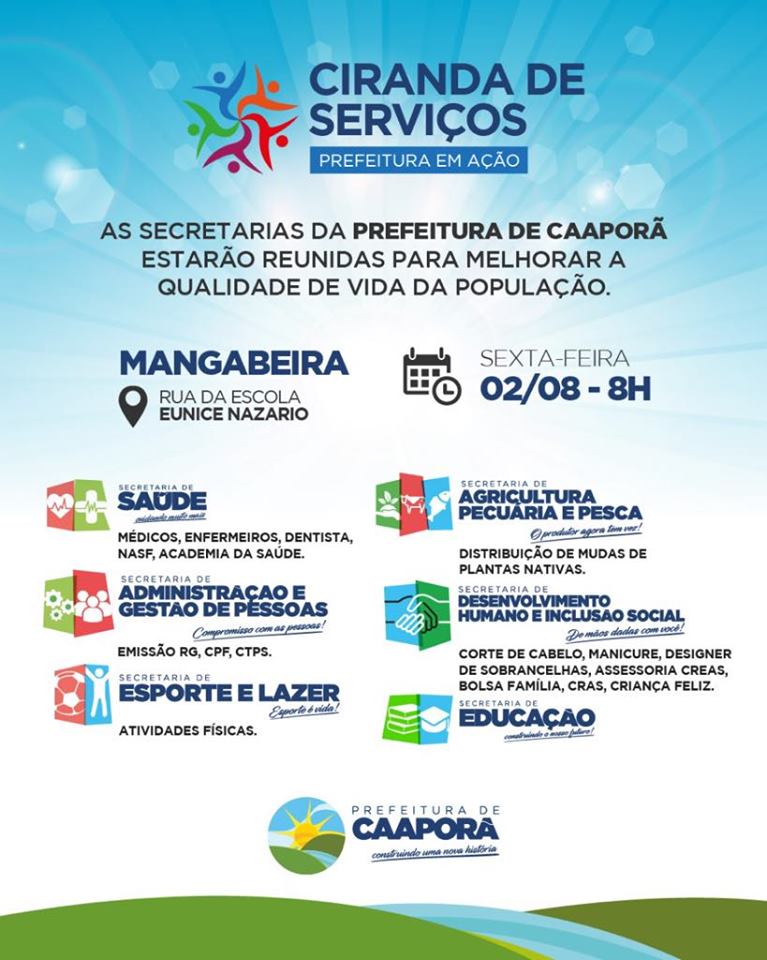 Prefeitura de Caaporã realiza Ciranda de Diversos serviços nesta sexta-feira (02) no Conjunto Mangabeira.