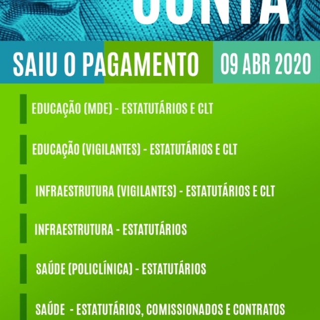 TABELA DE PAGAMENTOS (CONT.) - (09/04/2020) 