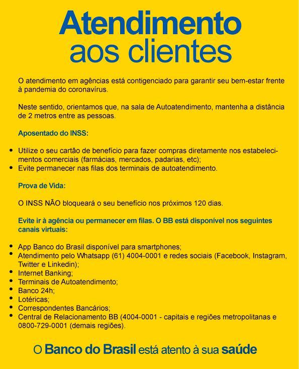 Banco do Brasil apresenta informações para o servidor público acerca do atendimento e COVID-19
