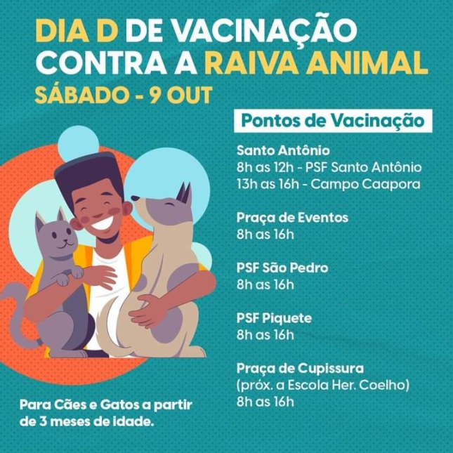 Dia D de Vacinação contra a Raiva Animal (09/10)