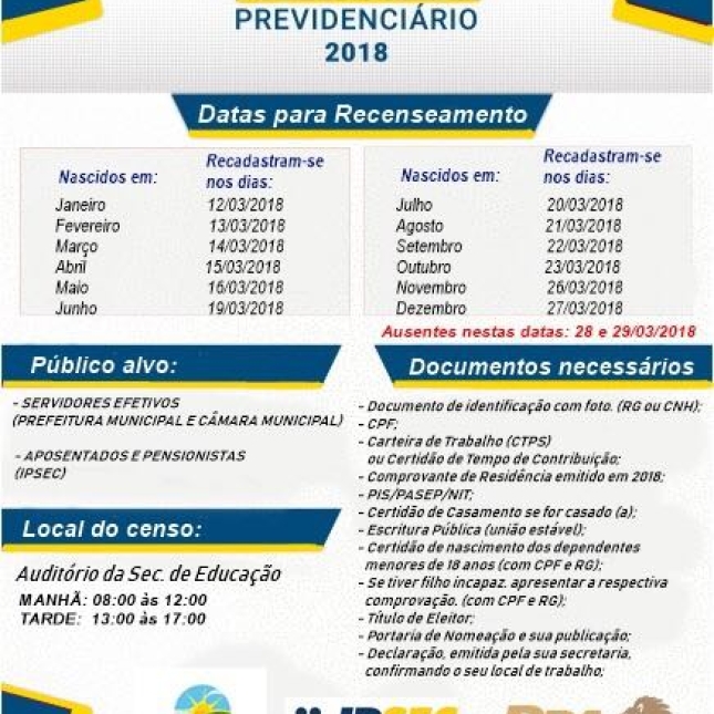 Prefeitura de Caaporã inicia Censo Previdenciário dos servidores efetivos, aposentados e pensionistas