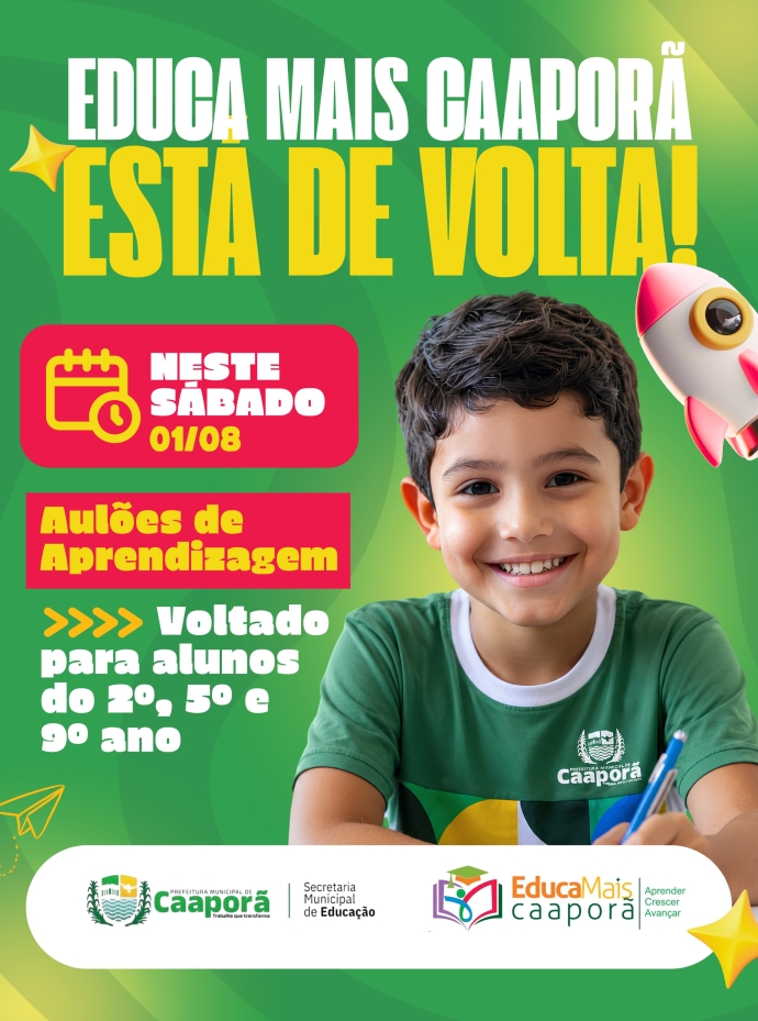 Projeto Educa Mais Caaporã retoma atividades e reforça preparação de estudantes da rede municipal