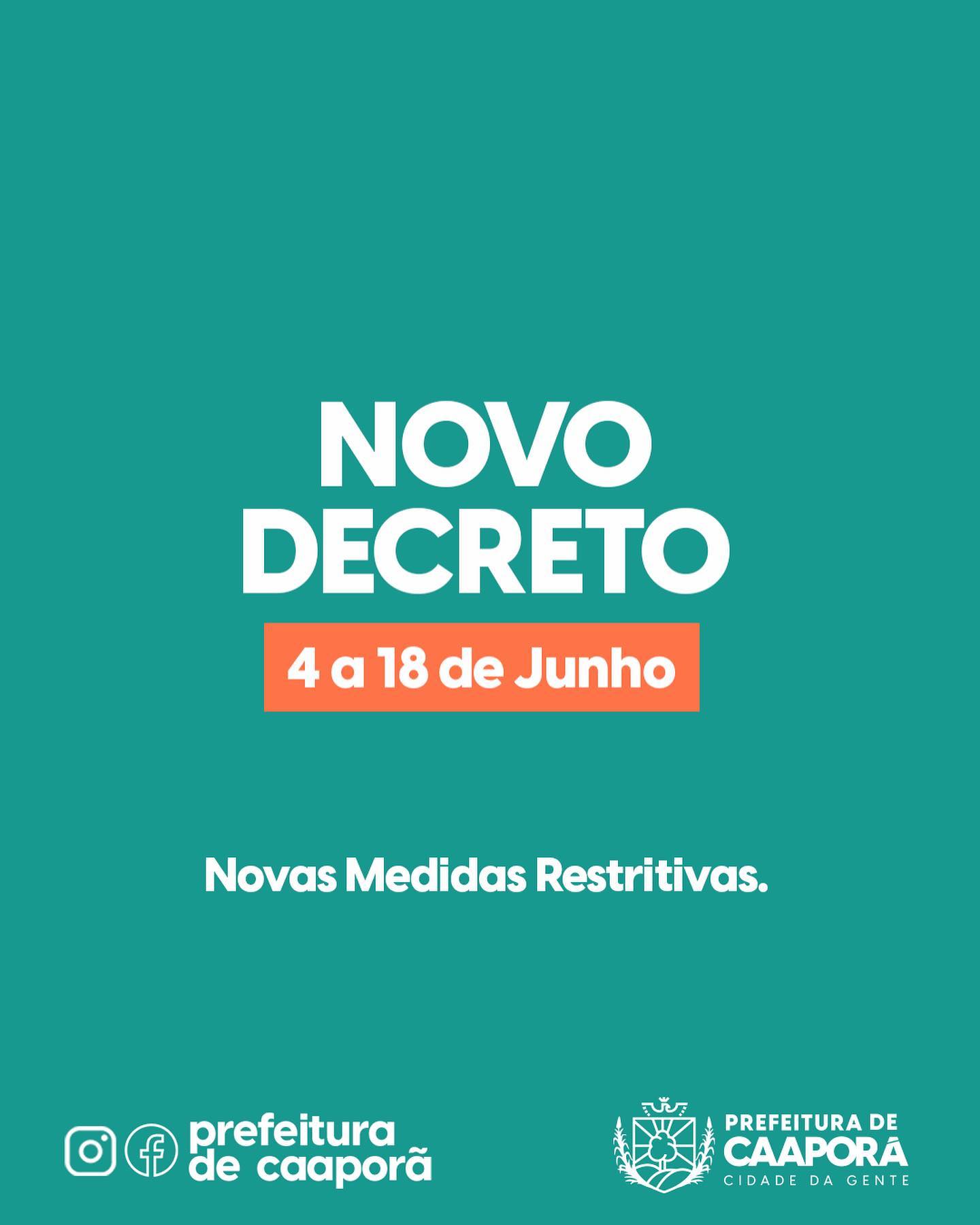 Prefeitura de Caaporã publica Decreto N- 027/2021 acerca de novas medidas restritivas de funcionamento 