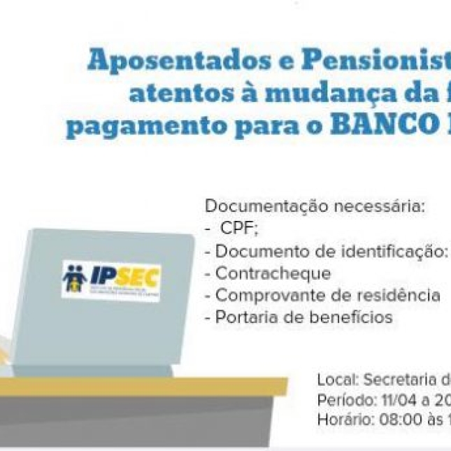 Mudança de Banco: IPSEC de Caaporã convoca aposentados e pensionistas para cadastramento no Banco do Brasil