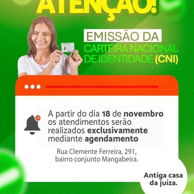 Emissão da nova identidade em Caaporã passa a exigir agendamento a partir de 18 de novembro